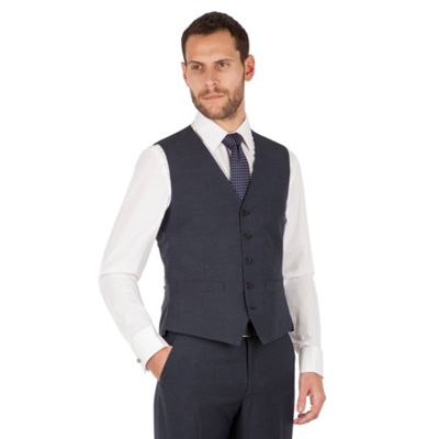 The Collection Navy semi plain 5 button front waistcoat